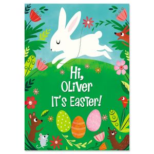 Personalized Woodland Bunny Easter Card 