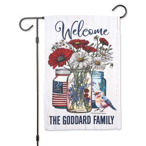 Mason Jars Patriotic Personalized Garden Flag