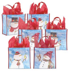 Friendly Snowman Medium Shopping Tote Bags