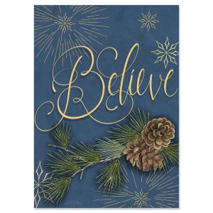 Winter Pine Believe Christmas Cards - Nonpersonalized