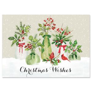 Christmas Vases in the Snow Christmas Cards - Nonpersonalized