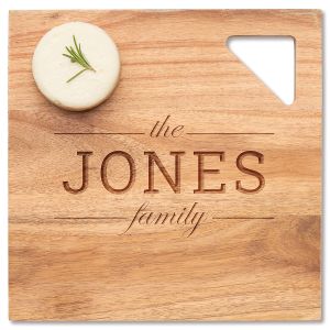 Charcuterie Mod Geo Square Acacia Board - Family Name