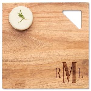 Charcuterie Mod Geo Square Acacia Board - Traditional Monogram