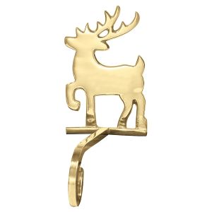 Reindeer Solid Brass Stocking Holder