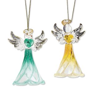 Birthstone Angel Glass Ornaments