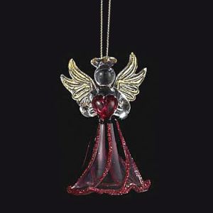 January Birthstone Angel Glass Ornament 