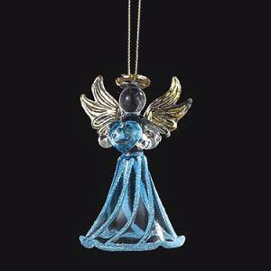 March Birthstone Angel Glass Ornament 