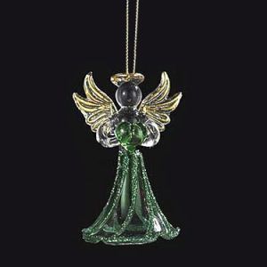 May Birthstone Angel Glass Ornament 