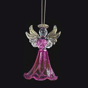 June Birthstone Angel Glass Ornament 