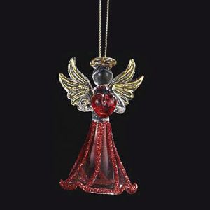 July Birthstone Angel Glass Ornament 