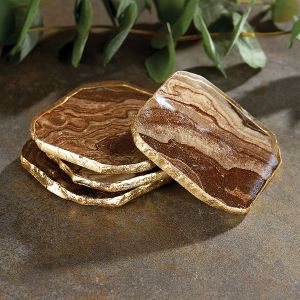 Brown Agate Marble Glass Coaster