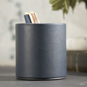 Bonded Leather Blue Pencil Cup