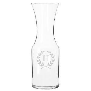 Carafe/Decanter Glass - Wreath Initial