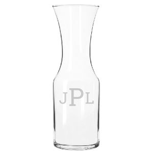 Carafe/Decanter Glass - 3 Initial Monogram