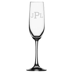 Champagne Flute Glass - 3 Initial Monogram