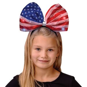 USA Flag Bow LED Headband 