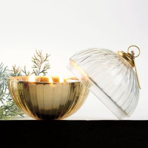 Etched Glass Ornament Ball Candle 