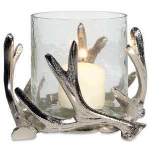 Antler Metal & Glass Candle Holder