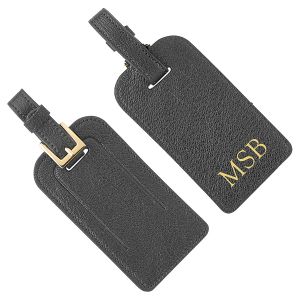 Black Leather Personalized Luggage Tag