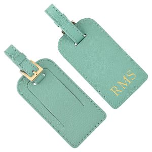 Robin's Egg Blue Leather Personalized Luggage Tag