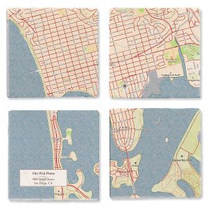 Classic Map Marble Personalized Coasters