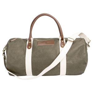 Leather and Waxed Canvas Duffel Personalized - Greenish Brown