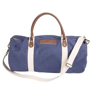 Leather and Waxed Canvas Duffel Personalized - Navy