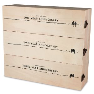 3-Tiered Newlywed's Anniversary Wood Wine Box