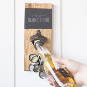 Acacia Slate Wall Mount Bottle Opener Name