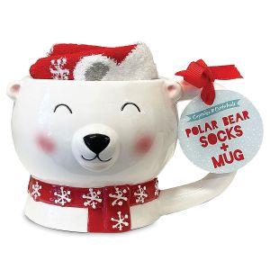 Polar Bear Mug and Fuzzy Sock Set 