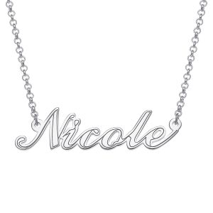 Script Name with Outline Sterling Silver Necklace