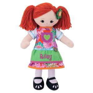 Personalized Red-Hair Rag Doll with Apron Dress