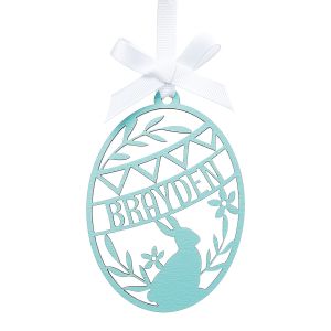 Teal Wood Easter Egg Personalized Ornament