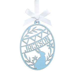 Light Blue Wood Easter Egg Personalized Ornament
