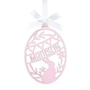 Light Pink Wood Easter Egg Personalized Ornament
