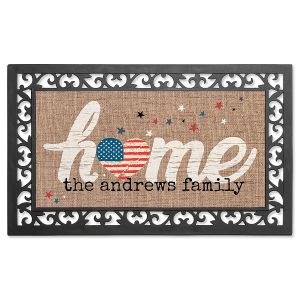 Patriotic Home Insert and Frame Personalized Doormat