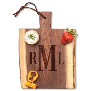 Charcuterie Live Edge Walnut Board - Traditional Monogram