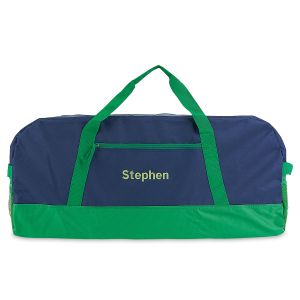 Navy and Green 30" Personalized Duffel Bags