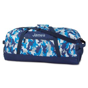 Blue Camo Personalized Duffel Bags