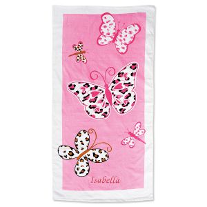 Leopard Butterflies Personalized Towel