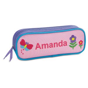 Butterfly and Flowers Personalized Pencil Case