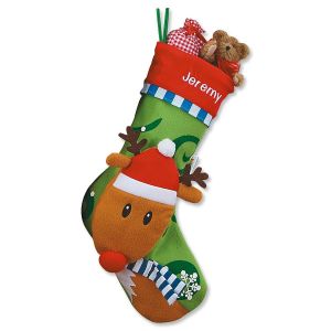 3-D Rudolph Personalized Christmas Stocking