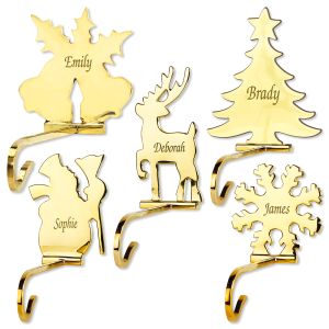 Solid Brass Personalized Christmas Stocking Holders