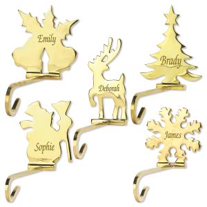 Solid Brass Personalized Christmas Stocking Holders