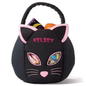 Black Cat Personalized Halloween Treat Bag