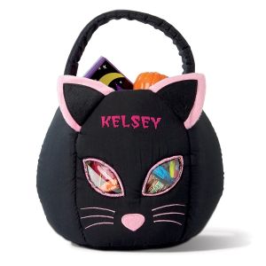 Black Cat Personalized Halloween Treat Bag