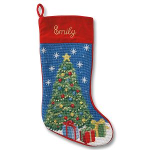 Christmas Tree Heirloom Needlepoint Personalized Christmas Stocking
