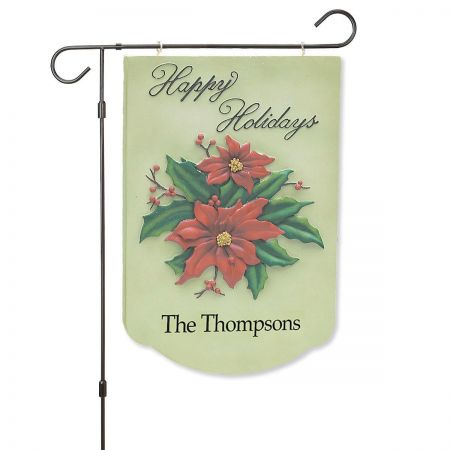 Poinsettia Peronalized Holiday Flag