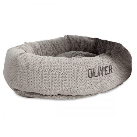Round Medium Lounger Silver Treats Dog Bed by Bowsers Pet Products