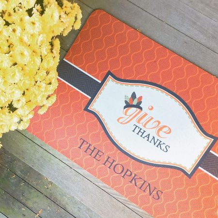 Give Thanks Personalized Doormat by Maureen Anders